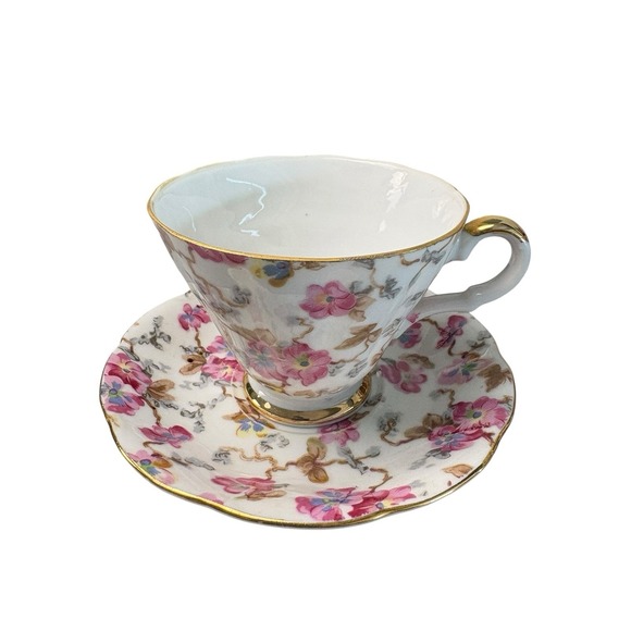 Lefton Other - Vintage‎ Lefton China 2119 Floral Tea Cup & Saucer Gold Trim Japan